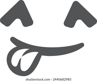 Funny smile. Black playful face expression stencil isolated on white background