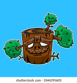 Funny Smile Chunk of tree cartoon vector