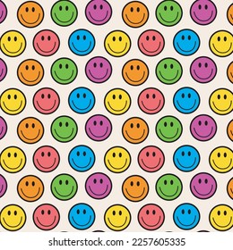 Funny smile cute rainbow face seamless pattern. vector lgbtq rainbow flag seamless pattern concept