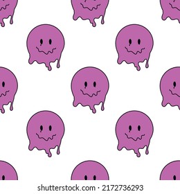La sonrisa divertida se enfrenta a un patrón impecable. fondo de sonrisa psicodélico surrealista techno derretido. Caras trippy sonrientes, techno, sonrisa derretida cara caricatura fondo fondo arte de fondo estético Y2K
