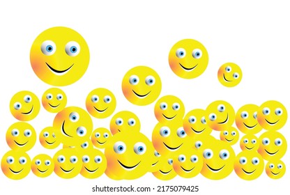 funny smile emoji face's on a white isolated background, Vector Illustration 