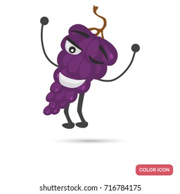 Funny smile grapes color flat icon