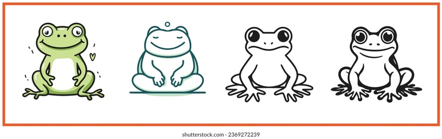sonrisa divertida feliz de la colección de iconos del logotipo del vector de rana