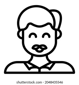 Funny smile man icon. Outline funny smile man vector icon for web design isolated on white background