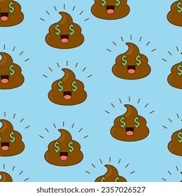 funny smile vector poop pattern for clothing design. 