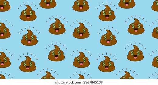 funny smile vector poop pattern for clothing design. 