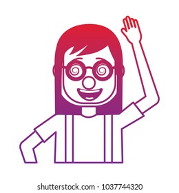 funny smile woman with clown mask silly glasses