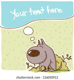 Funny smiled dog in sketch style. Vector illustration.