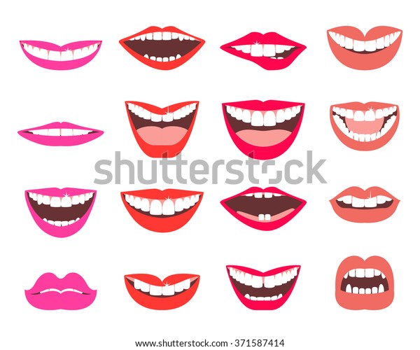 笑顔のベクター画像セット 様々な表情をした笑顔の女性と男性の口 のベクター画像素材 ロイヤリティフリー