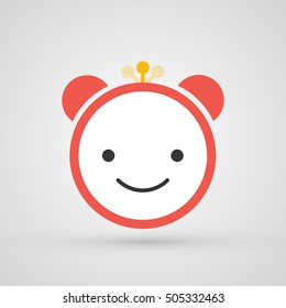 Funny smiley alarm clock icon vector illustration.
