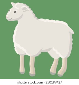 Funny smiley drawn white sheep. Isolated
