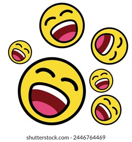 Funny smiley emoticon set. Vector illustration isolated on white background. Abstract illustration of simple icon in flat style. Graphic design template elements emoticon theme