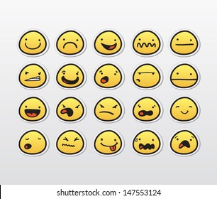 Funny smiley faces with different expressions