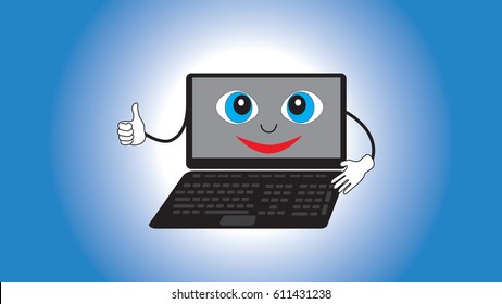 Funny smiling animated notebook isolated gradient background.