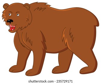 funny smiling bear character on isolated background