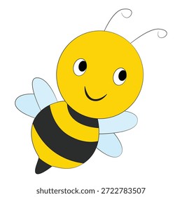Abeja sonriente divertida sobre fondo blanco