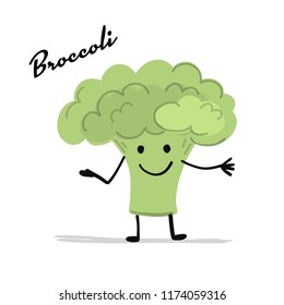 Funny Smiling Brocolli, Character For Your Design