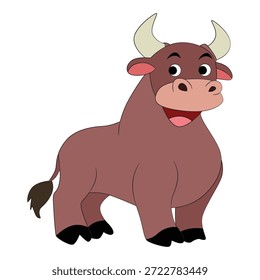 Funny smiling buffalo on white background