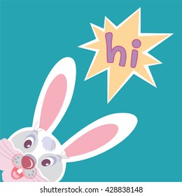 Funny smiling Bunny greeting Easter card vector image