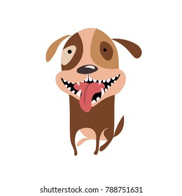   Funny smiling cartoon puppy icon. Happy dog vector isolated illustration
