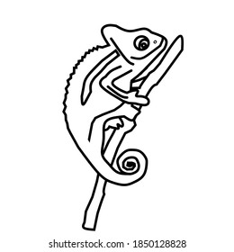 A funny smiling chameleon drawing for coloring activity. Perfect for coloring or book illustration.