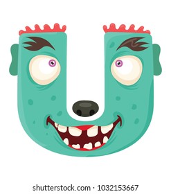 
Funny and smiling character of letter U monster
