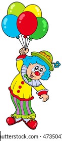 Funny smiling clown with balloons - vector illustration.