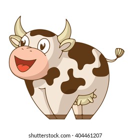 Funny smiling cow. Bright vector illustration good for packaging design and for design products for kids.