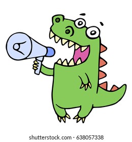 笑顔の可笑しい恐竜がメガホンで叫んでいる ベクターイラスト かわいい漫画のキャラクター のベクター画像素材 ロイヤリティフリー Shutterstock