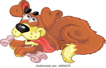 Funny smiling dog with bone