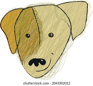 Funny smiling dog face avatar jack russel terrier on white background  vector illustration hand drawn pet 