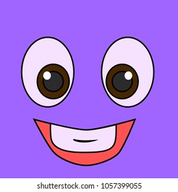 
Funny smiling emoji smile from emotions set. Isolated on purple background.