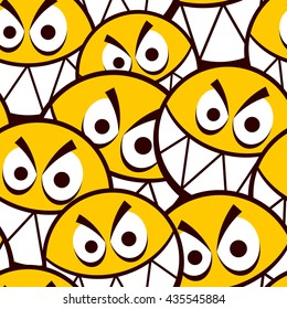 Funny smiling emoticons seamless pattern.