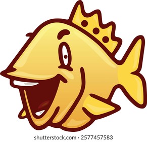 FUNNY SMILING FISH ON ISOLATED WHITE BACKGROUND