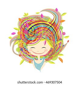 Funny smiling girl for your design