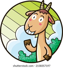 Cembra sonriente divertida con ilustración de dibujos animados de fondo verde