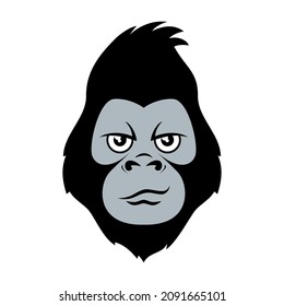 Funny smiling gorilla head icon vector. Monkey face cartoon character. Simple gorilla head graphic icon isolated on a white background
