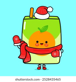 Funny smiling happy Juice christmas. Vector flat cartoon character illustration icon design. Isolated on blue background