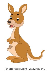 Funny smiling kangaroo on white background