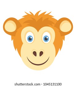 A funny smiling monkey face, wild animal