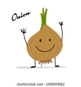 Funny smiling onion, character for your design