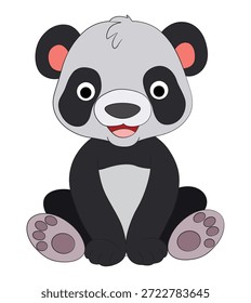 Panda sonriente divertido sobre fondo blanco