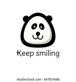 Funny smiling panda on white background. Keep smiling.