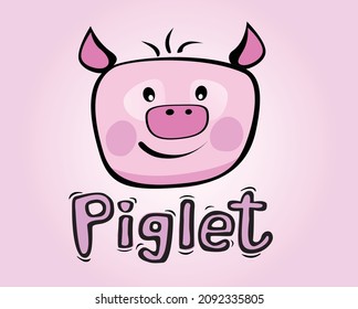 Funny smiling piglet. Logo design idea.