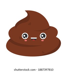 Die sonnige Lächelnde Pop-Charakter, Vektorgrafik einzeln. Stinkiges Poo, braunes Toilettensymbol. Fröhliches stinkendes Gefühl.