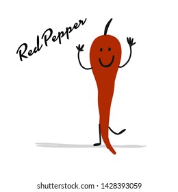 Funny smiling red pepper, character for your design