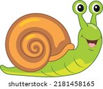 Funny smiling snail isolated on white. Vector