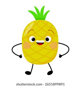 Funny smiling summer pineapple character