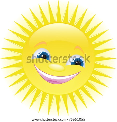 funny smiling sun with blue eyes