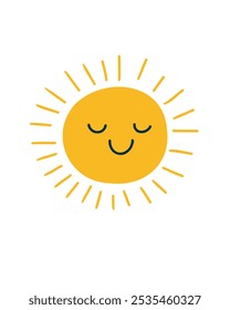 Funny smiling sun with rainbow rays, vector illustration for children's toys and games